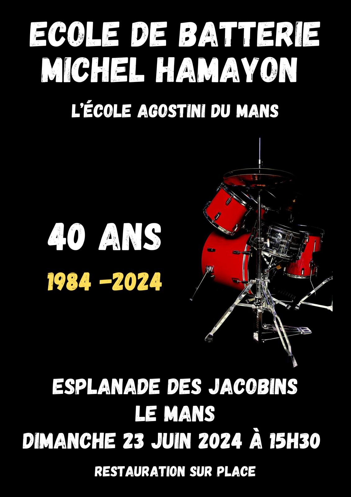 Affiche 40 ans écolde de batterie Michel HAMAYON